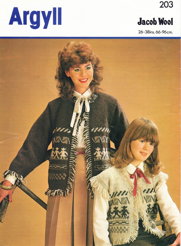 Vintage Argyll Knitting Pattern 203 - Mother & Daughter Jacket & Waitcoat