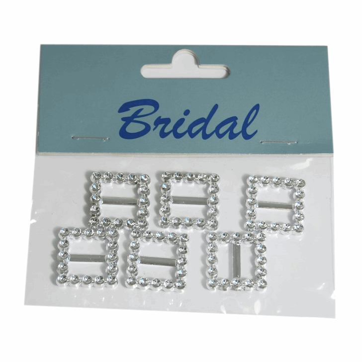 Silver Buckles ~ Embellishments: Square: 20mm: Pack of 6