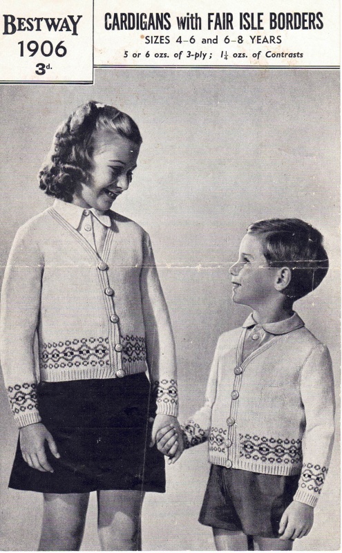 Vintage Bestway Knitting Pattern 1906 - Cardigans with Fair-Isle Borders