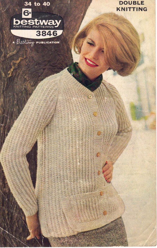 Vintage Bestway Knitting Pattern 3846 - Lady's Fancy Rib Jacket