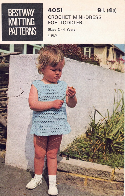 Vintage Bestway Knitting Pattern 4051 - Toddler's Crochet Mini-Dress