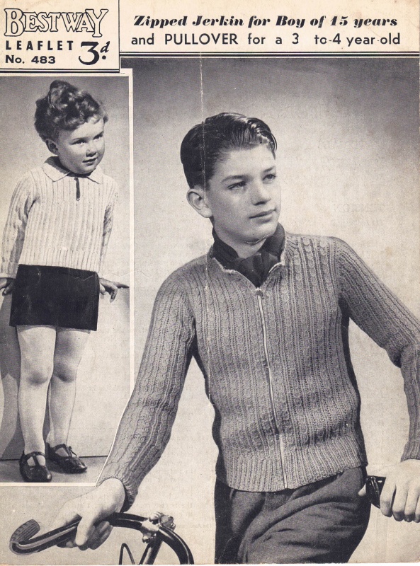 Vintage Bestway Knitting Pattern 483 - Boys Zipped Jerkin & Pullover