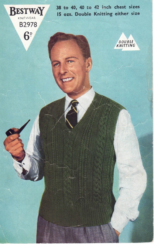 Vintage Bestway Knitting Pattern B2978 - Mans Sleeveless Jumper