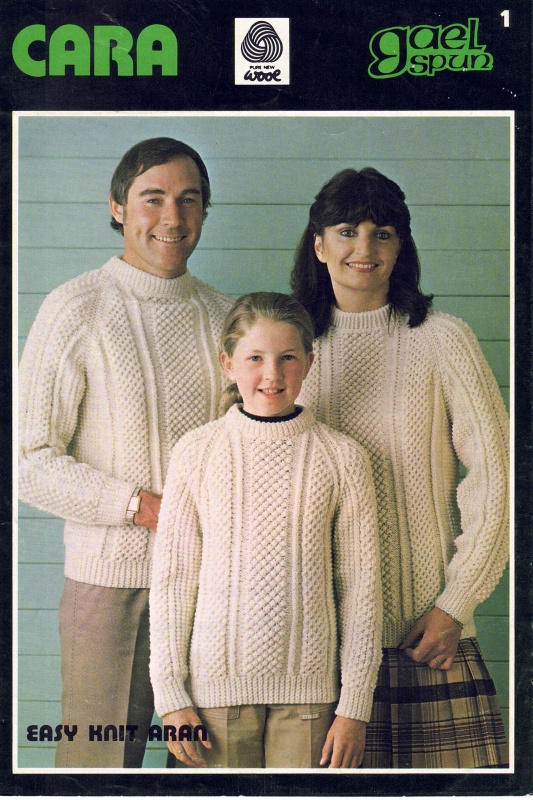 Vintage Cara Knitting Pattern No 1: Family Aran Sweaters