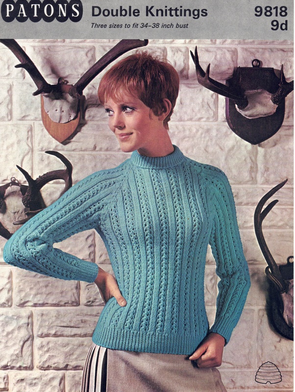 Vintage Patons Knitting Pattern 9818 - Ladies Sports Sweater