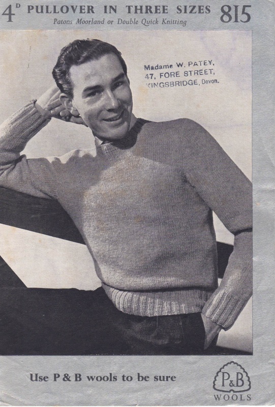 Vintage Patons Knitting Pattern 815 - Mens Pullover