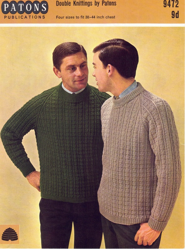 Vintage Patons Knitting Pattern 9472 - Round Neck Sports Sweater