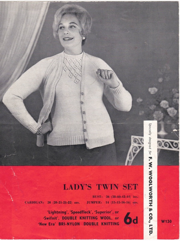 Vintage Woolworths Knitting Pattern No. 130 - Ladies Twin Set