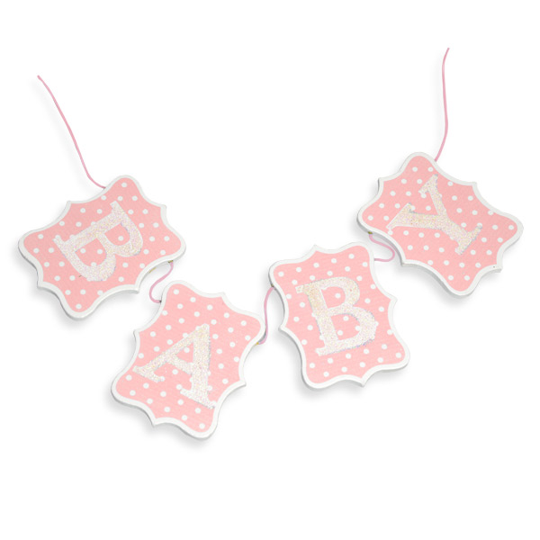 Wooden 'Baby' Bunting Pink ~ Baby Shower / Nursery