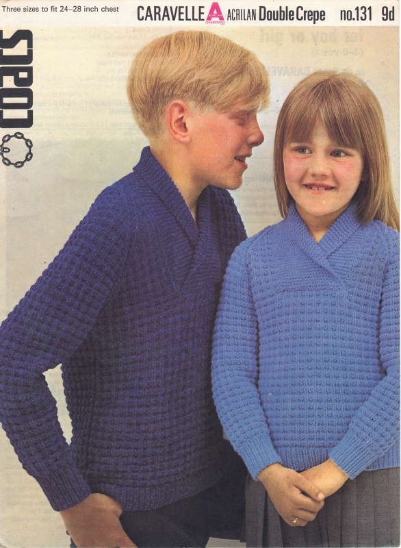 Vintage Coats Knitting Pattern 131 - Childrens Roll Collar Sweater