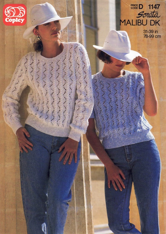 Vintage Copley Knitting Pattern No 1147: Lady's Lace & Cabled Sweaters
