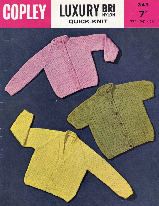 Vintage Copley Knitting Pattern No 343: Raglan Cardigans for Small Children