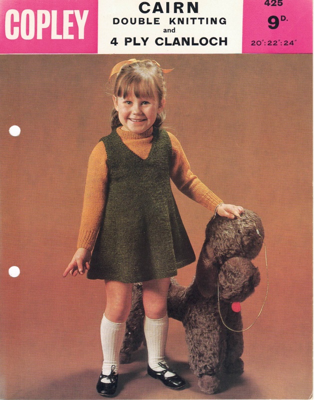 Vintage Copley Knitting Pattern No 425: Pinafore Dress & Sweater