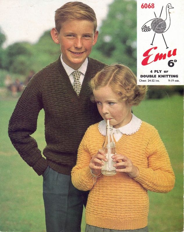 Vintage Emu Knitting Pattern 6068 - Childrens Sweater