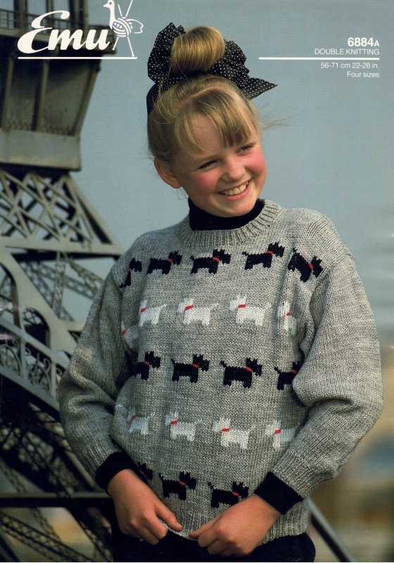 Vintage Emu Knitting Pattern 6884A - Childs Sweater