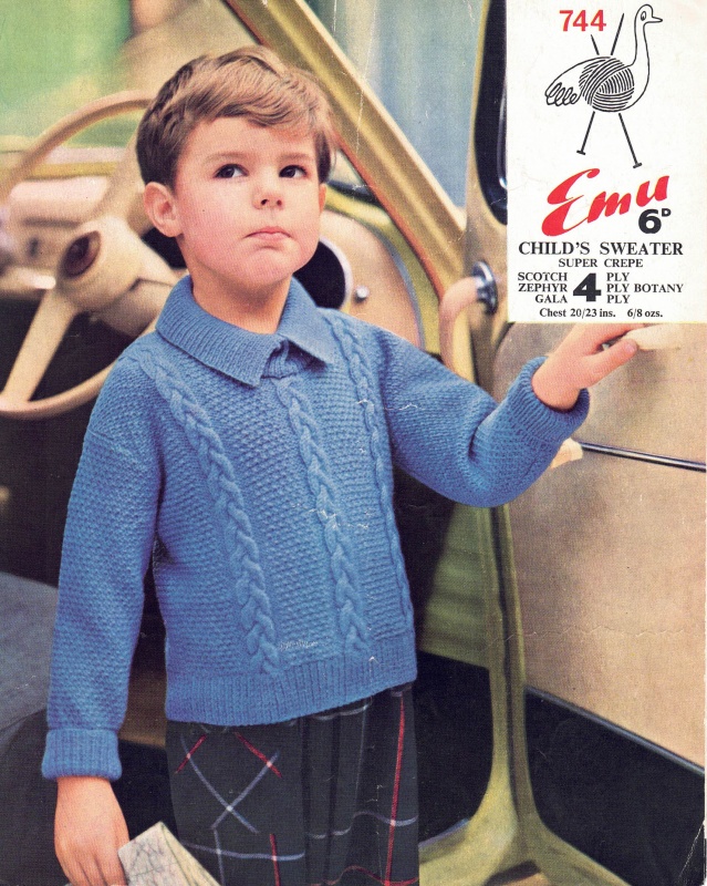 Vintage Emu Knitting Pattern 744 - Childs Sweater