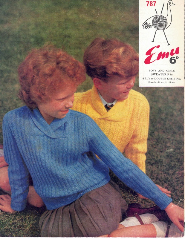 Vintage Emu Knitting Pattern 787 - Boys & Girls Sweaters