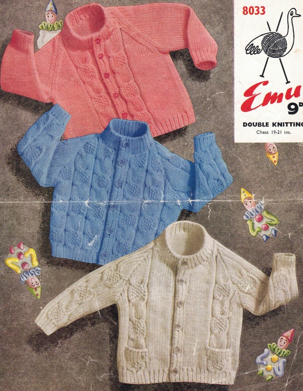 Vintage Emu Knitting Pattern 8033 - Childs Jackets