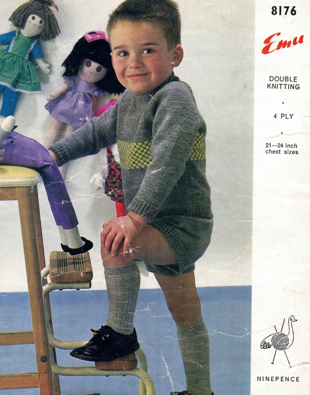 Vintage Emu Knitting Pattern 8176 - Childs Jumper & Trousers
