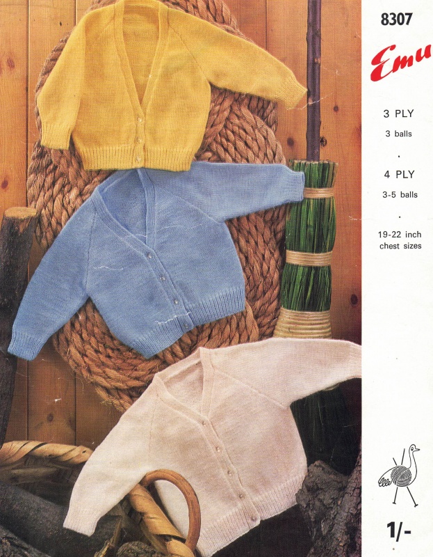 Vintage Emu Knitting Pattern 8307 - Childs Cardigans