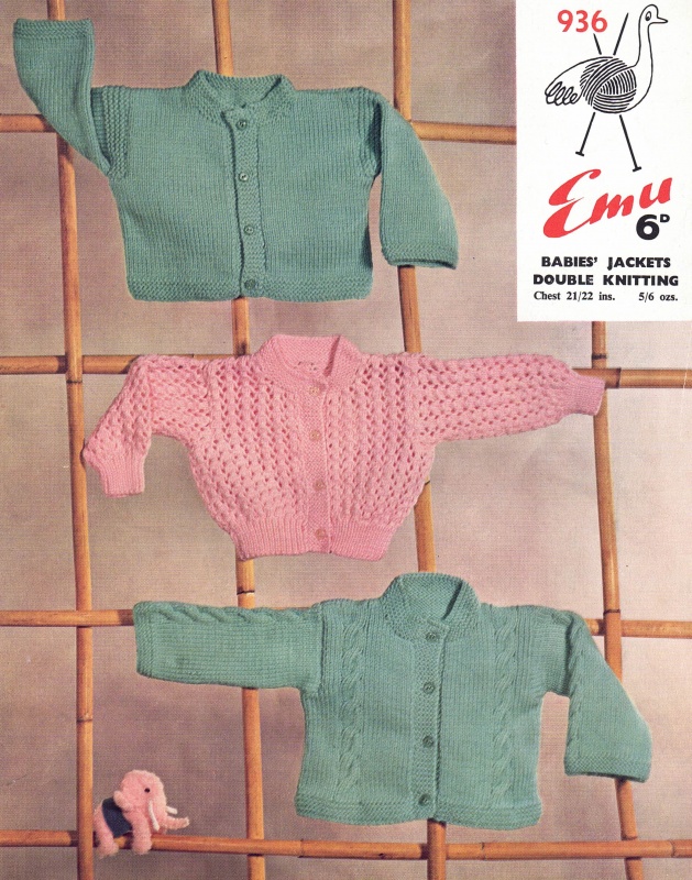 Vintage Emu Knitting Pattern 936 - Babies' Jackets
