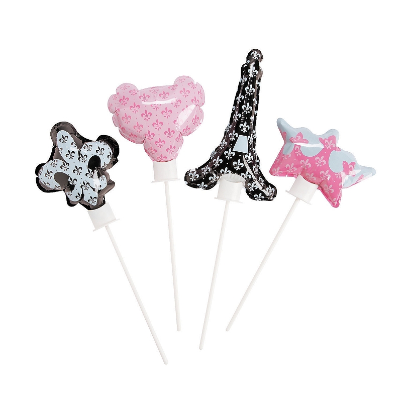 Perfectly Paris Self-Inflating Mylar Balloons ~ Pack 12