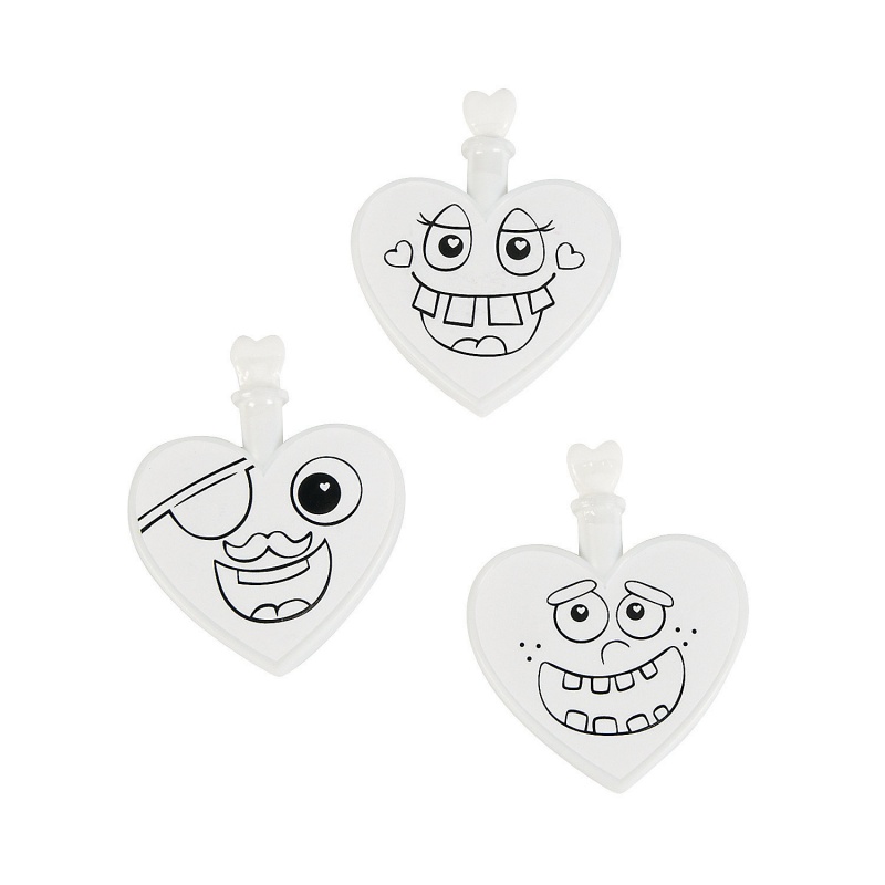 Colour Your Own Heart Bubble Bottles ~ Pack 24