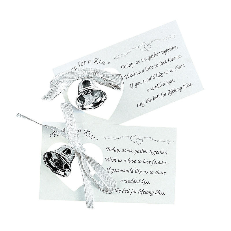 Pack 50 x Silvertone Wedding Bell on A Card