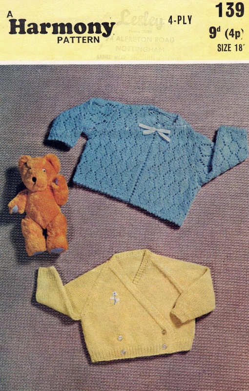 Vintage Harmony Knitting Pattern No 139: Baby's Coat & Cardigan