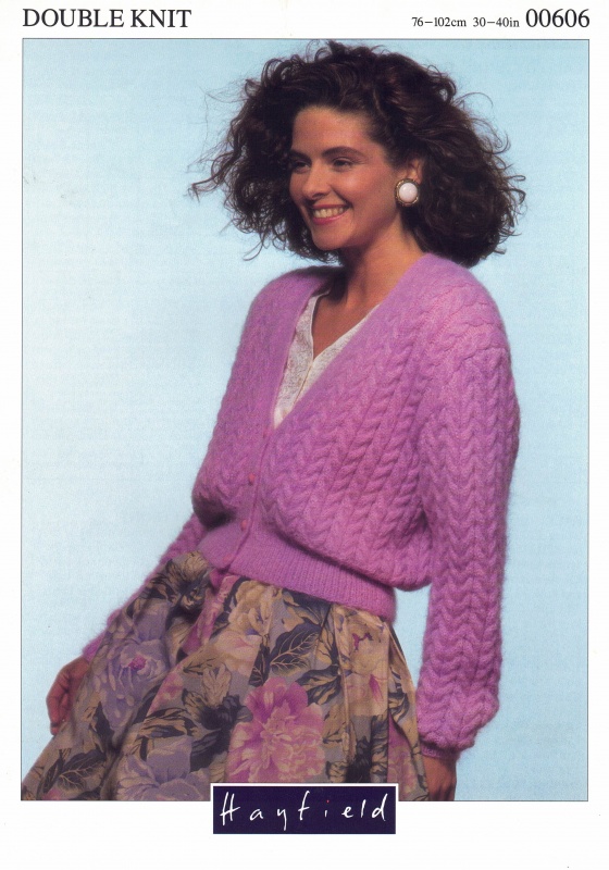 Vintage Hayfield Knitting Pattern No. 00606 - Ladies Cabled Cardigan