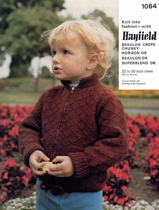 Vintage Hayfield Knitting Pattern No. 1064 - Childrens Lumber Jackets