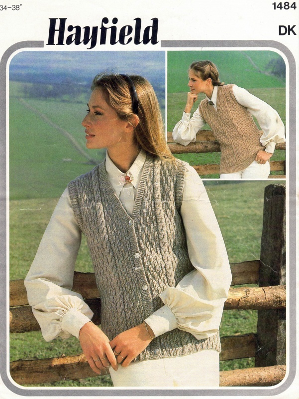 Vintage Hayfield Knitting Pattern No. 1484 - Ladies Waistcoat & Slipover