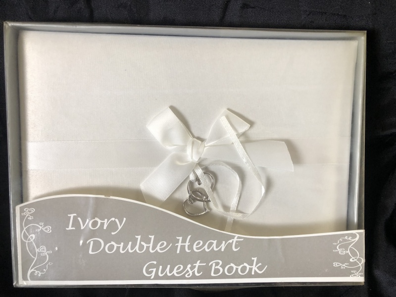 Ivory Double Heart Guest Book