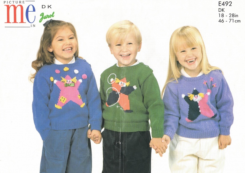 Vintage Jarol Knitting Pattern E492: Child's Clown Sweaters
