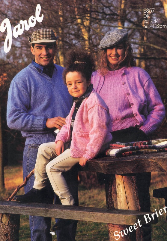 Vintage Jarol Knitting Pattern E857: Family Sweaters & Cardigans