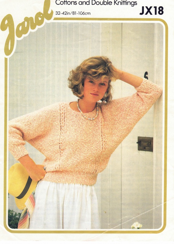 Vintage Jarol Knitting Pattern JX18: Lady's Dolman Sweater