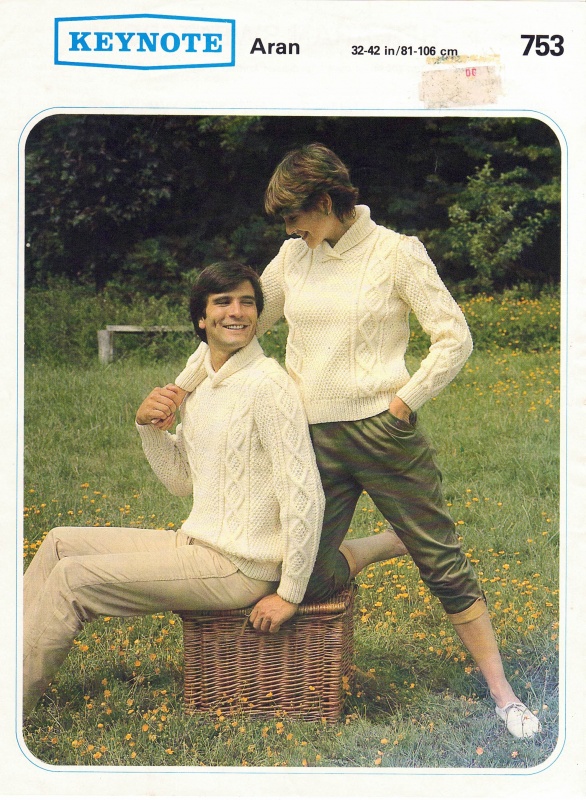 Vintage Keynote Knitting Pattern 753 - His 'N' Hers Aran Sweaters