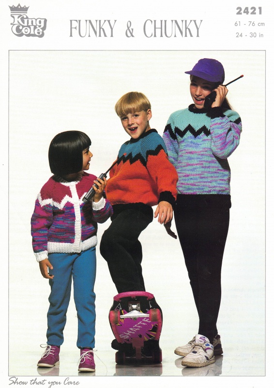Vintage King Cole Knitting Pattern 2421: Children's Sweater & Cardigan