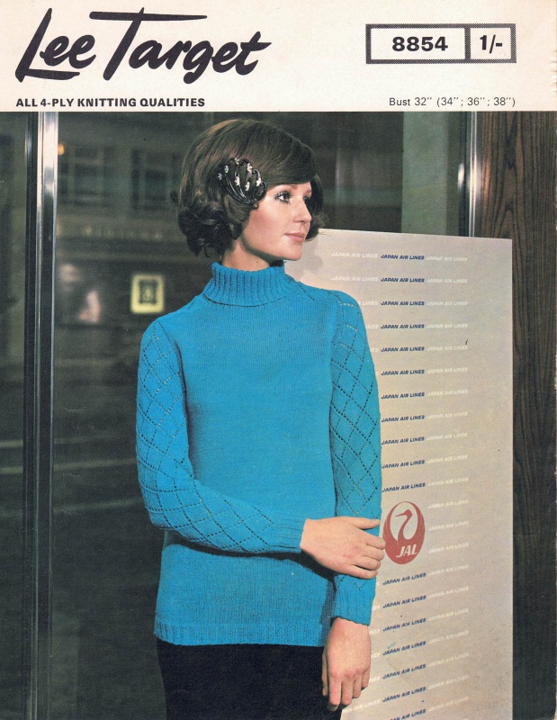 Vintage Lee-Target Knitting Pattern 8854: Lady's Sweater with Saddle Shoulders