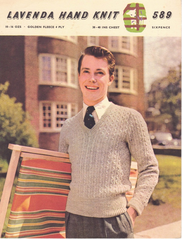 Vintage Lister Knitting Pattern 589 - Mans Pullover With & Without Sleeves