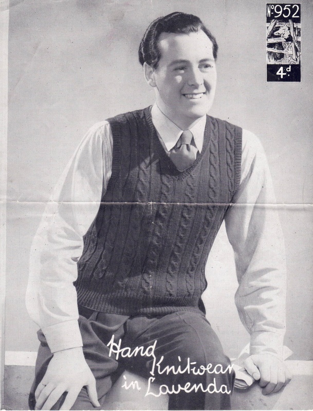 Vintage Lister Knitting Pattern 952 - Mans Pullover With & Without Sleeves