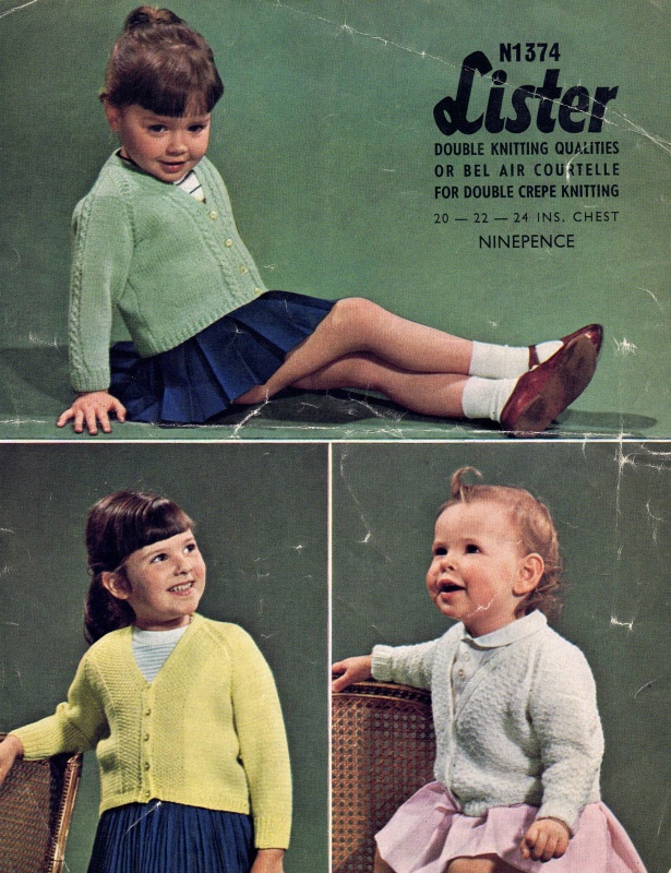 Vintage Lister Knitting Pattern N1374 - Baby Cardigans for Boys & Girls