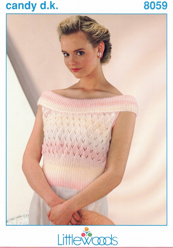 Vintage Littlewoods Knitting Pattern No 8059: Lady's Off The Shoulder Top