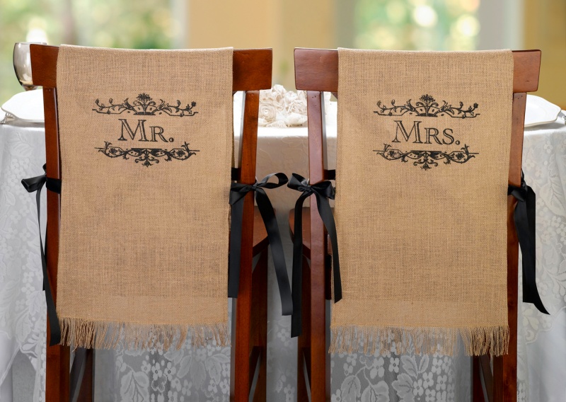 Lillian Rose Rustic Mr. & Mrs. Burlap Chair Covers