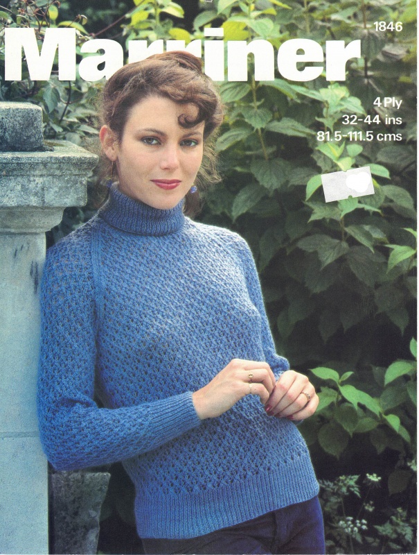 Vintage Marriner Knitting Pattern No 1846: Ladies Lacy Sweater