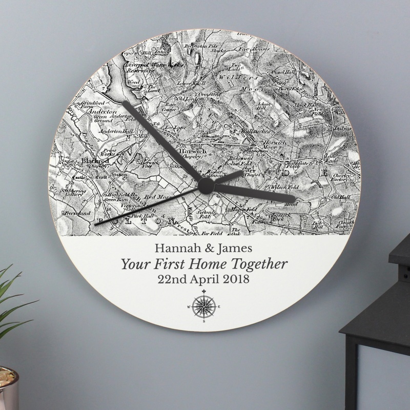 Personalised 1805 - 1874 Old Series Map Wooden Clock - Picture 1 of 4