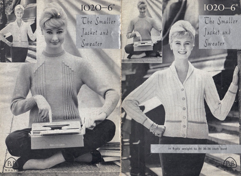 Vintage Patons Knitting Pattern 1020: Lady's Smaller Jacket & Sweater