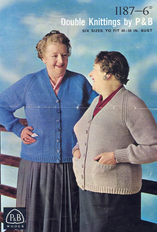 Vintage Patons Knitting Pattern 1187: Lady's Cardigan for the Fuller Figure