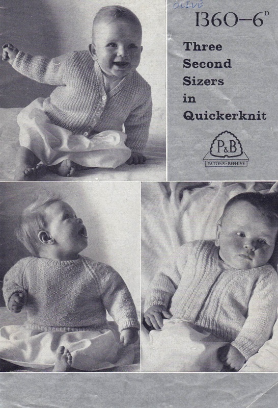 Vintage Patons Knitting Pattern 1360: Baby Cardigans & Sweaters - 2nd Size