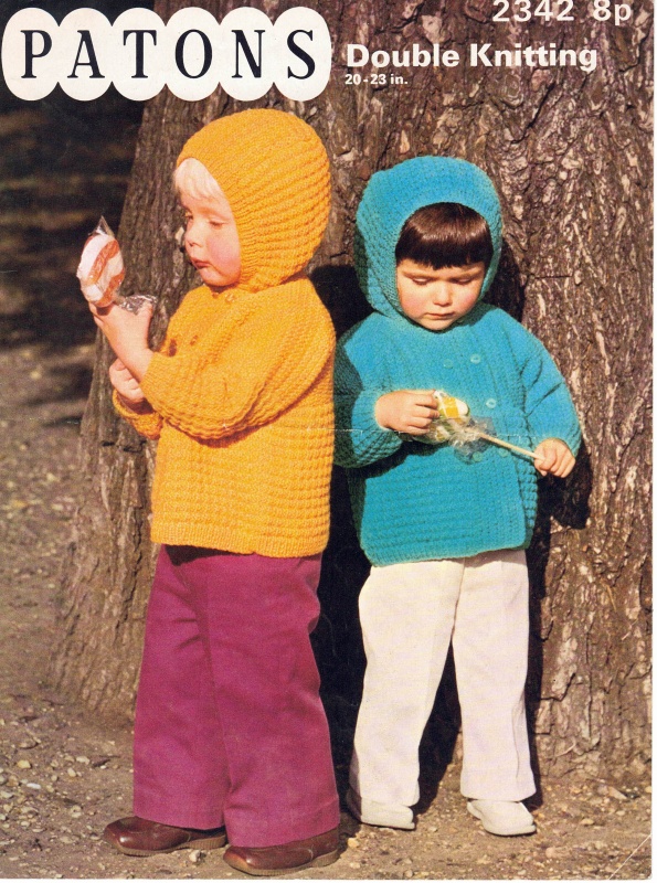 Vintage Patons Knitting Pattern 2342: Boy's & Girl's Hooded Jackets